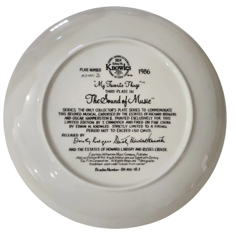 Vintage The Sound of Music My Favorite Things Plate 1986 Edwin M Knowles Box/COA - Picture 2 of 7